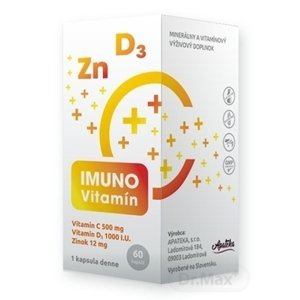 Apateka IMUNO Vitamín – vitamín C + D + zinok 60 kapsúl