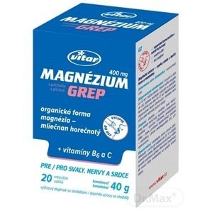 Vitar Magnézium 400 mg + vitamíny B6 a C vrecúška s príchuťou grepu 20 ks