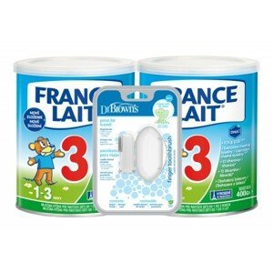 France Lait 3 + Dr. Brown’s Prstová masážna zubná kefka s púzdrom 2 x 400 g