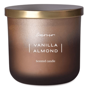 Emocio sklo 100x100 mm s plechovým víčkem vonná svíčka, Vanilla Almond - Vanilka