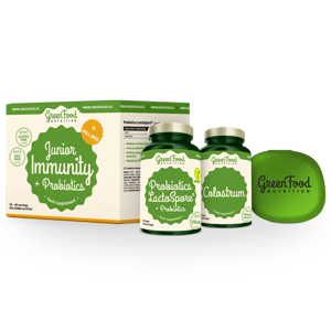 GreenFood Nutrition Junior Immunity & prebiotics Colostrum 60 kapsúl a Probiotiká 60 kapsúl + Pillbox