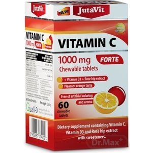 Jutavit Vitamín C 1000 mg Forte + vitamín D3 + extrakt zo šípok pomarančová príchuť 60 žuvacích tabliet