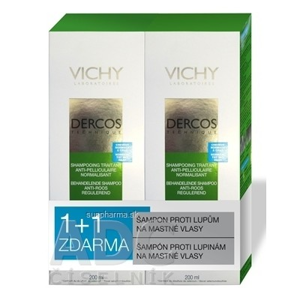 Vichy DERCOS ANTI-PELLICULAIRE na mastné vlasy DUO 200ml+200ml