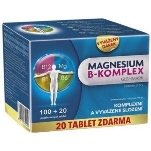 GLENMARK Magnesium B-komplex 100 + 20 tabliet ZADARMO