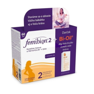 FEMIBION 2 Kyselina listová a metafolin + DHA + vitamín D3 set+ darček BiOil 25 ml