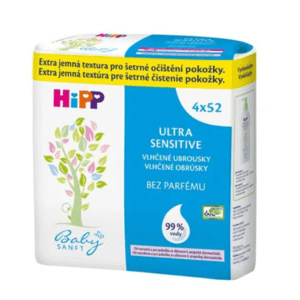 HiPP BabySanft čistiace vlhčené obrúsky 4 x 52 kusov