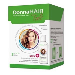 DONNA HAIR Forte 3 mesačná kúra 90 kapsúl + DonnaHAIR PERFECT šampón 100 ml