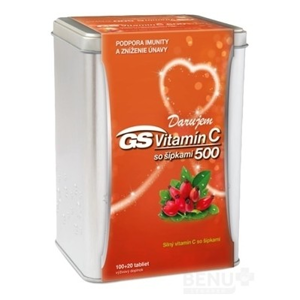 GS Vitamín C 500 so šípkami darček 2019 tbl (strieborná dóza) 100+20 (120 ks)