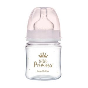 Canpol babies Dojčenská antikoliková fľaša široká EasyStart ROYAL BABY ružová 120 ml