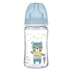 Canpol babies Dojčenská antikoliková fľaša široká EasyStart BONJOUR PARIS modrá 240 ml