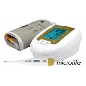 Microlife Tlakomer digitálny BP 3AG1 zlatý automatický s adaptérom na rameno + Teplomer MT 3001