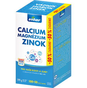 Vitar Calcium + Magnézium + Zinok + vitamíny D3 a K1 150 tabliet
