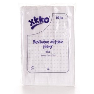 Xkko Classic Bavlnené detské plienky 70x70 cm - biele, 1 x 10 ks