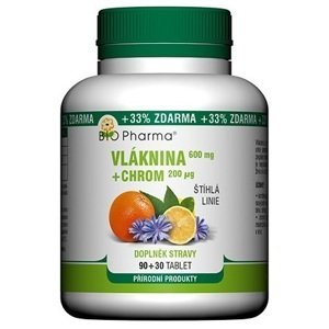 Bio Pharma Vláknina 600 mg + Chróm 200 µg 120 tabliet