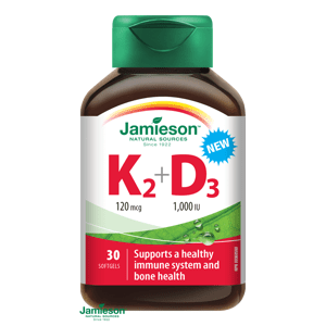 Jamieson Vitamín K2+D3 120 mcg+1000 IU 30 kapsúl