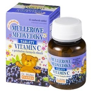 Dr. Müller Pharma Müllerove medvedíky® s príchuťou čiernych ríbezlí a vitamínom C 45 tabliet