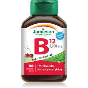 Jamieson Vitamín B12 1000 μg s príchuťou čerešne, 100 tabliet