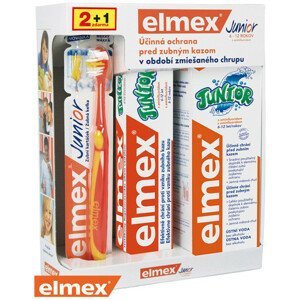 Elmex JUNIOR SYSTÉM Zubná kefka + Zubná pasta 75 ml + Ústna voda 400 ml