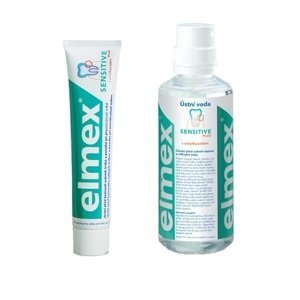 Elmex Sensitive sada ústnej hygieny zubná pasta 75 ml + ústna voda 400 ml