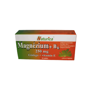 Naturica MAGNEZIUM 250 mg+B6+Ginkgo+vitamín E 30 tabliet