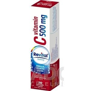 Revital Vitamín C 500 mg s príchuťou lesná jahoda 20 šumivých tabliet