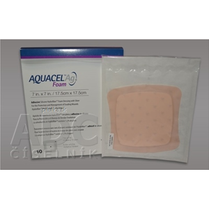 Aquacel Ag foam Hydrofiber krytie na rany adhezívne so striebrom, 17,5 x17,5 cm, 10 ks