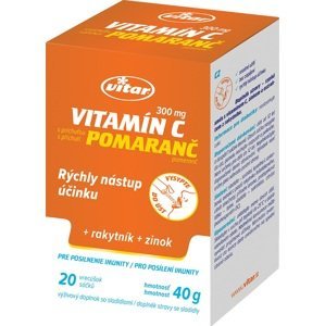 Vitar vitamín C 300 mg + rakytník + zinok, sypká zmes s príchuťou pomaranč 20 vrecúšok