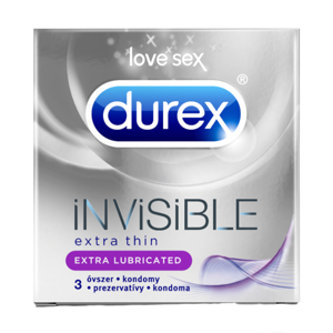 Durex Invisible Extra Lubricated Kondómy 3 ks
