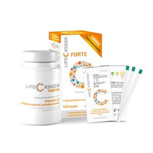 Lipo C Ascor Forte vitamín C s lipozomálnym vstrebávaním testovacie prúžky 4 ks + 120 kapsúl