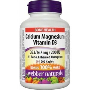 Webber Naturals Calcium + Magnesium + D3 200 kapsúl