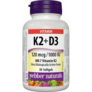 Webber Naturals Vitamín K2 120 mcg + D3 1000 IU 30 kapsúl