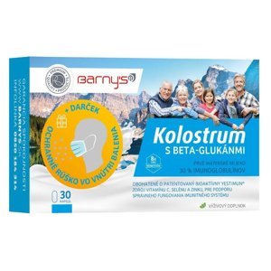 Barny's KOLOSTRUM s beta-glukánmi forte + darček rúško (dospelí) 30 kapsúl