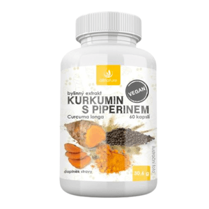 Allnature Kurkumin s piperinem bylinný extrakt 60 kapsúl