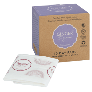 Ginger Organic Vložky denné (ultra tenké s krídelkami, individuálne balené) 10 ks