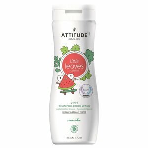 Attitude Detské telové mydlo a šampón (2v1) s vôňou Melónu a Kokosu Little leaves 473 ml