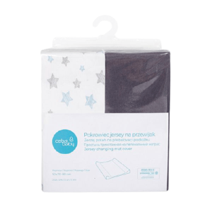 Ceba Baby Poťah na prebaľovaciu podložku 50x70-80 cm Dark Grey+Blue Stars 2 ks