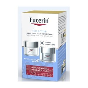 Eucerin Q10 ACTIVE Denný krém 50ml + Nočný krém 50ml proti vráskam pre citlivú pleť